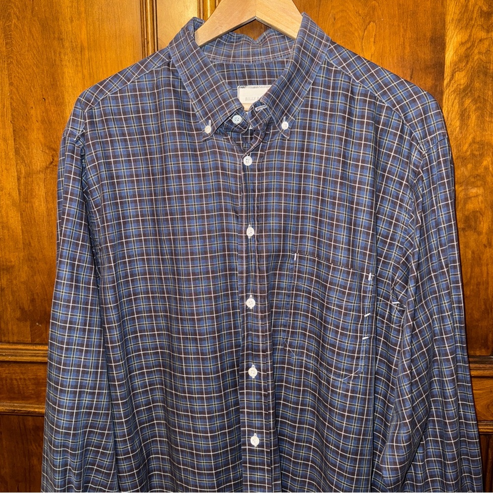 Billy Reid Plaid Button Down Shirt, size. XXL
